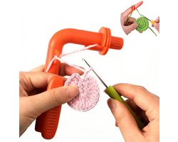 3-in-1 haakgereedschap - Garengeleider - Wolwinder - yarn tension holder - Haakringen - Garenwinder - Ergonomische grip - handheld - Verstelbaar - Garenspanningregelaar - haakring - haakbenodigdheden - Haken voor beginner & gevorderen - Oranje