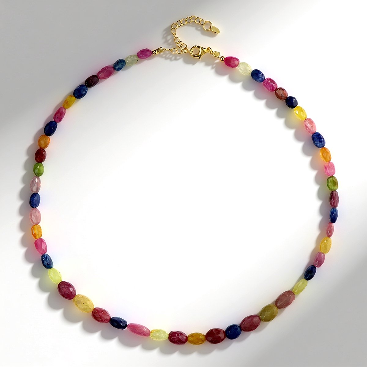 Cavill - Zilveren Halsketting 925 Sterling Verguld - Saffier Madagaskar 1,27 ct - Verstelbare 45-50 cm - Elegant Gefacetteerd Design