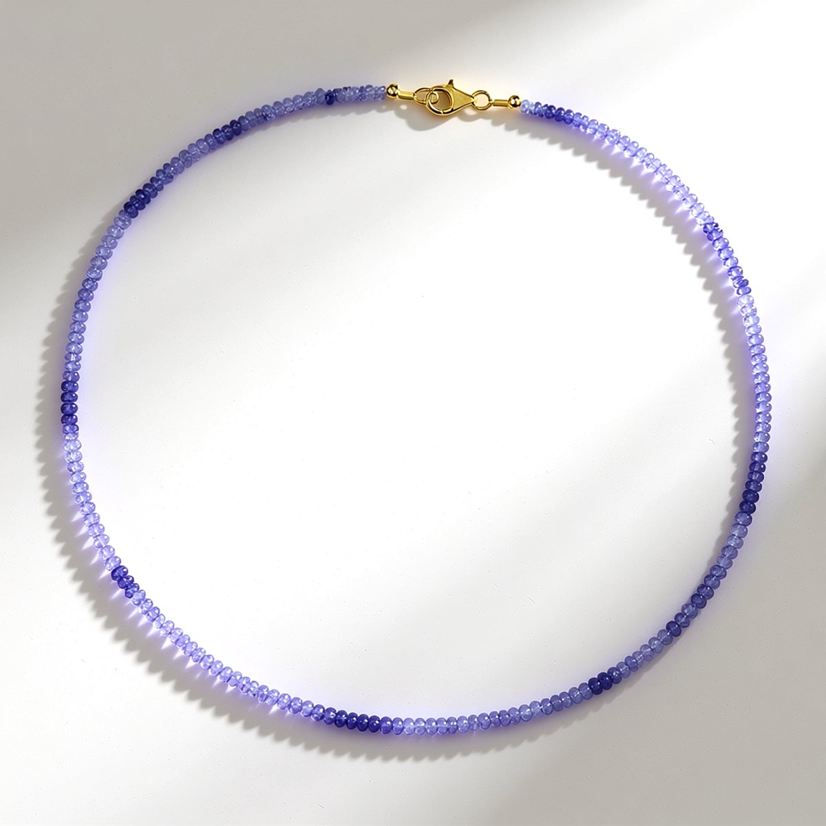 Cavill - Elegante 925 Sterling Zilveren Halsketting met Blauwe Tanzaniet 37,35 ct - Verguld - Fancy Kraal - Stijlvolle Dames Sieraad 45 cm