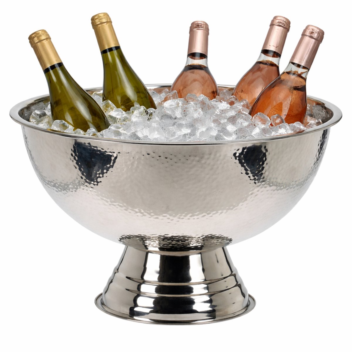 Champagnekoeler - wijnkoeler - ijskoeler - champagne-emmer - zilver - rsv - gehamerd
