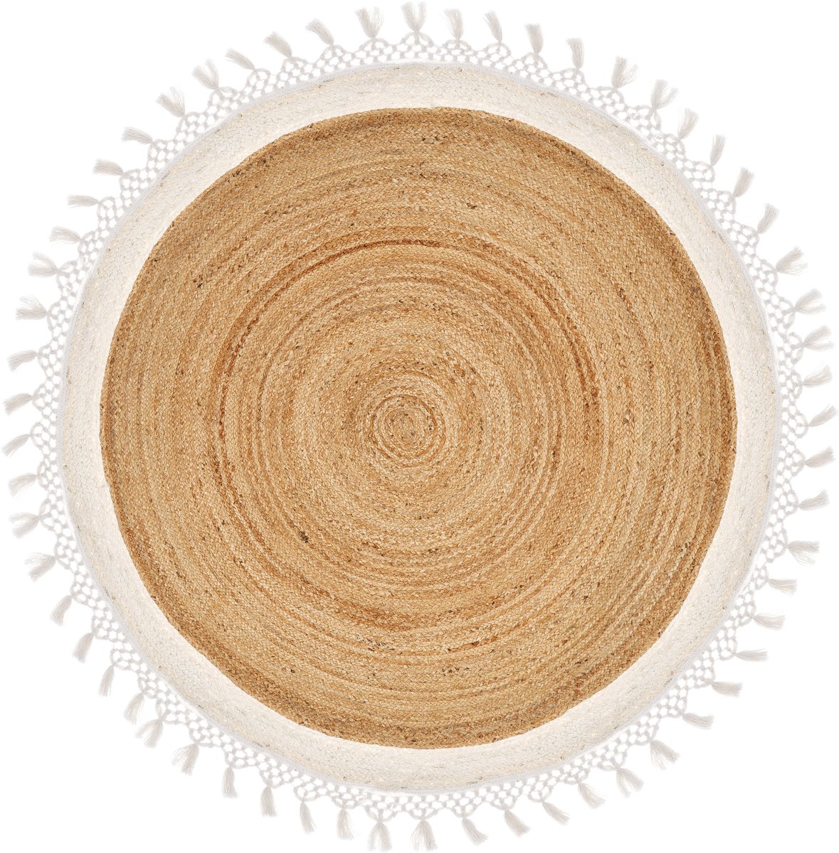 MARTS - Vloerkleed - Beige/wit - 140 cm - Jute