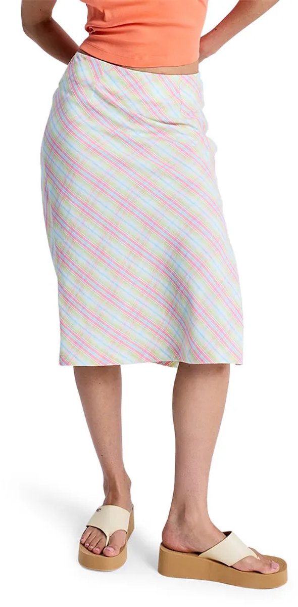 Roxy Summer Delight Midi Rok Veelkleurig M Vrouw Coconut Milk Plaid Swell