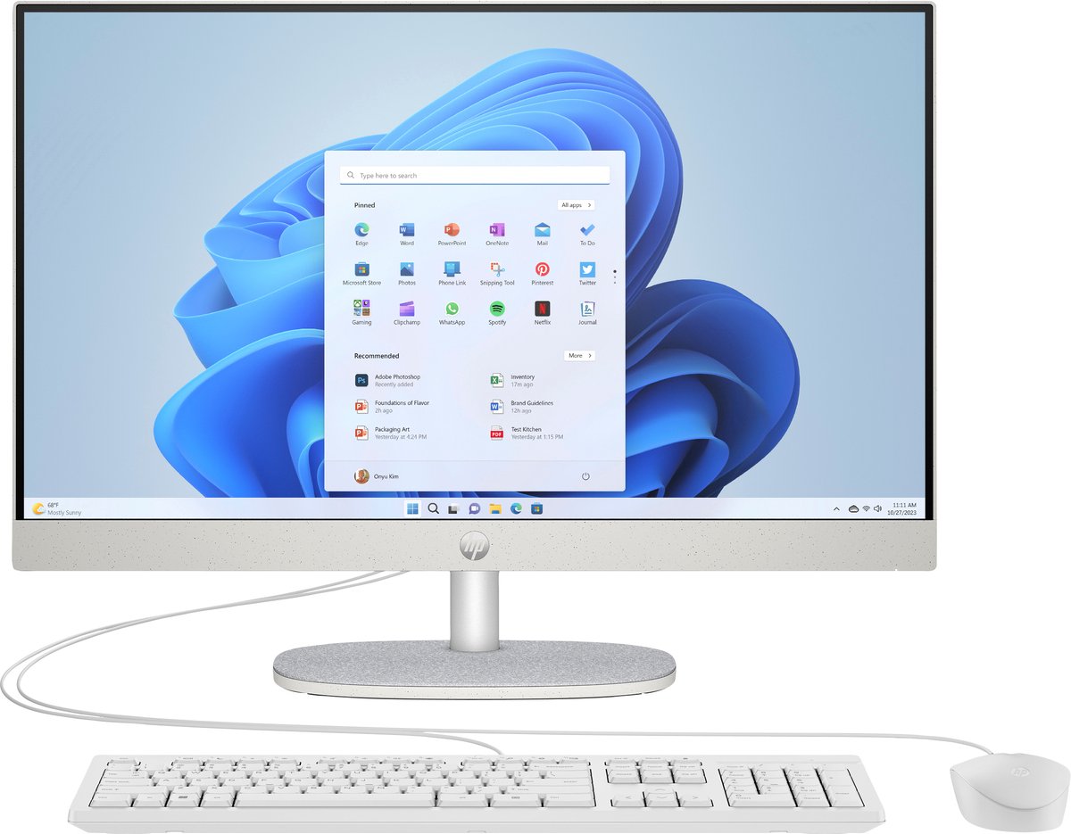 HP All-in-One 24-cr0003ny - 23.8″ FHD IPS - Intel Core i5-1335U - 8GB Geheugen - 512GB M.2 SSD - HP Muis & Toetsenbord - Windows 11 Pro