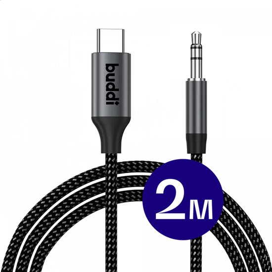 USB-C naar 3.5mm Jack Kabel 2m Gevlochten Nylon Aux Audio Kabel met DAC Chip voor Telefoon Tablet Laptop