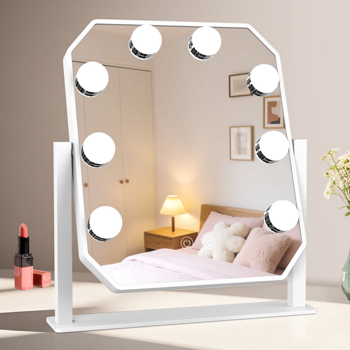 Azhien Hollywood Spiegel - Make-upspiegel met LED - Dimbaar met 3 lichtkleuren