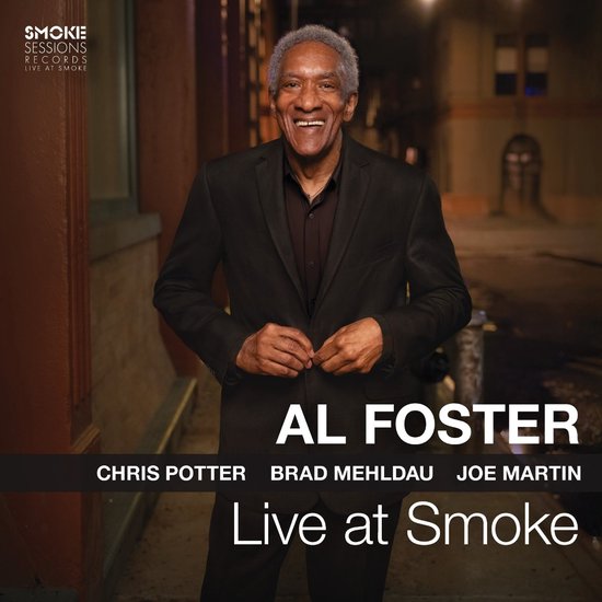 Al Foster, Chris Potter, Brad Mehldau en Joe Martin op de albumhoes 'Live at Smoke'.
