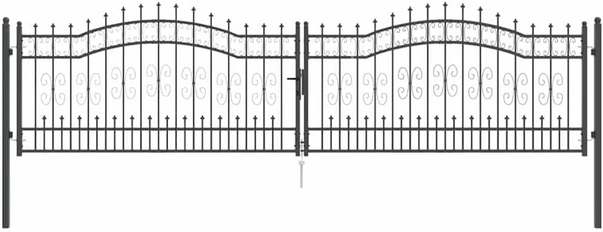 Hekpoort Met Speer - Tuinpoort - Buitenbeveiliging - Klassiek Design - 404 x 100 cm - Grijs