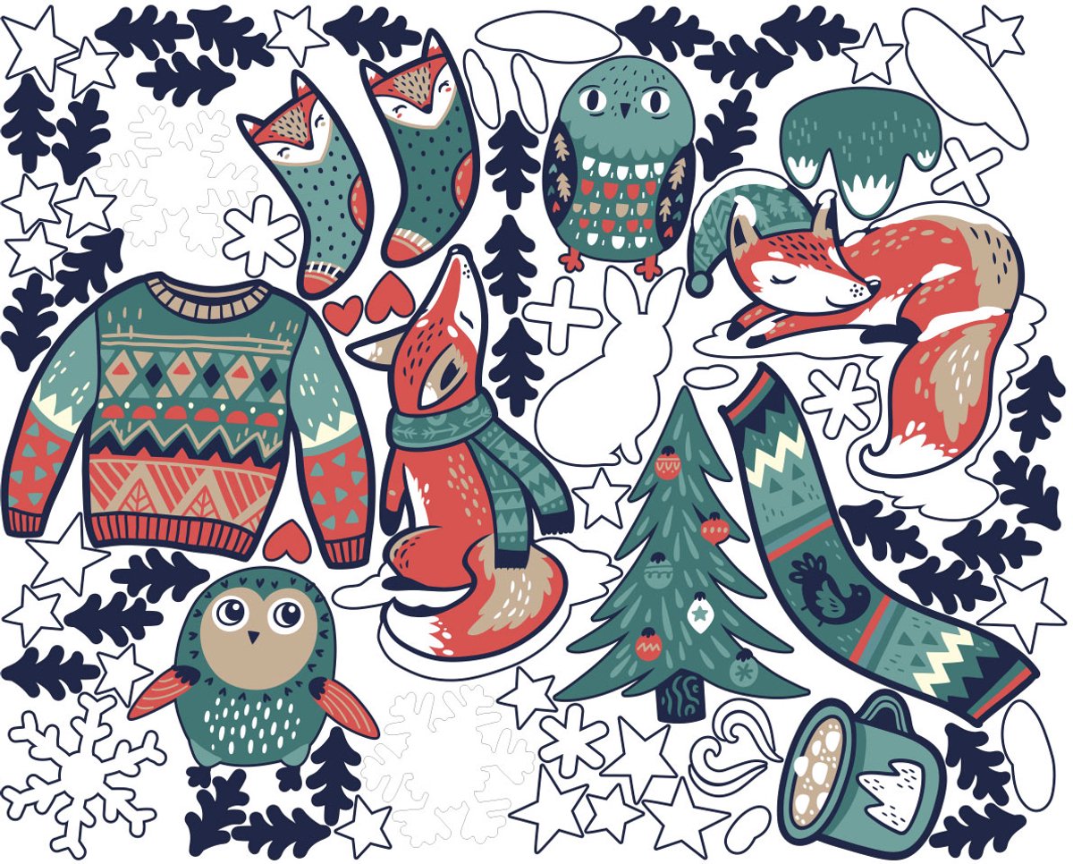 Wintervos Kerststickers - Zelfklevende kerststickers - Feestelijke decoraties - 60x75cm