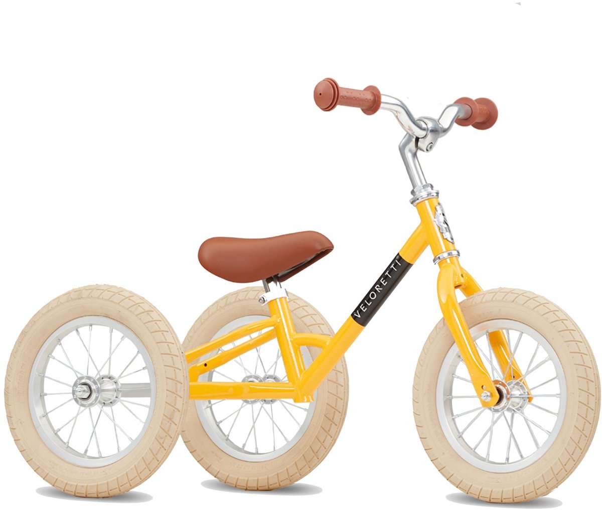 Veloretti Driewieler 2 in 1 Loopfiets met zijwieltjes - 1.5 t/m 4 jaar - 12 inch - Geel thumbnail 2