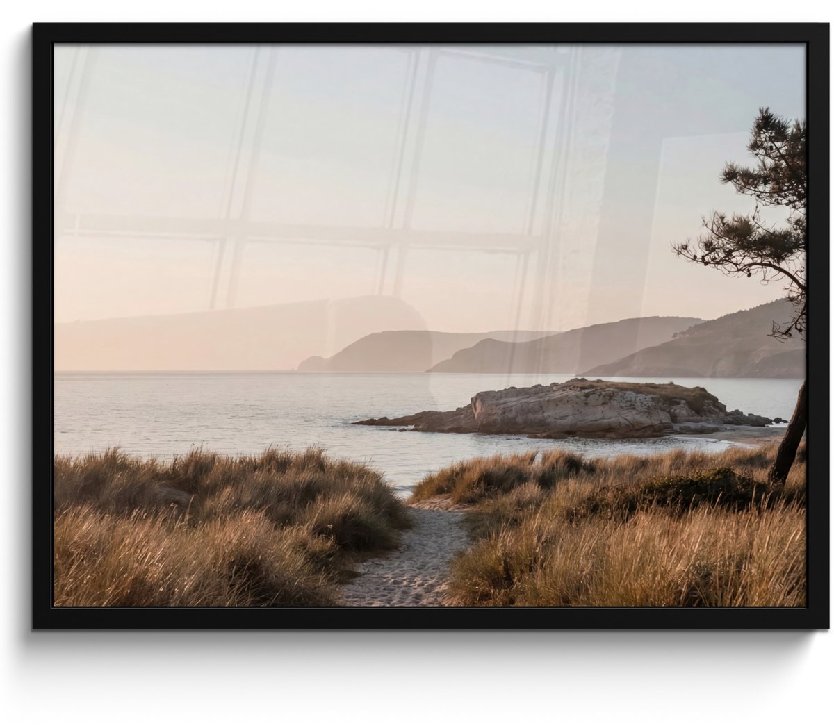 FrameYourWall Poster in lijst - Fotolijst 70x50 cm - Posters - Landschap - Kust - Duinen - Posterlijst zwart - Decoratie - Wanddecoratie woonkamer - Muurdecoratie slaapkamer