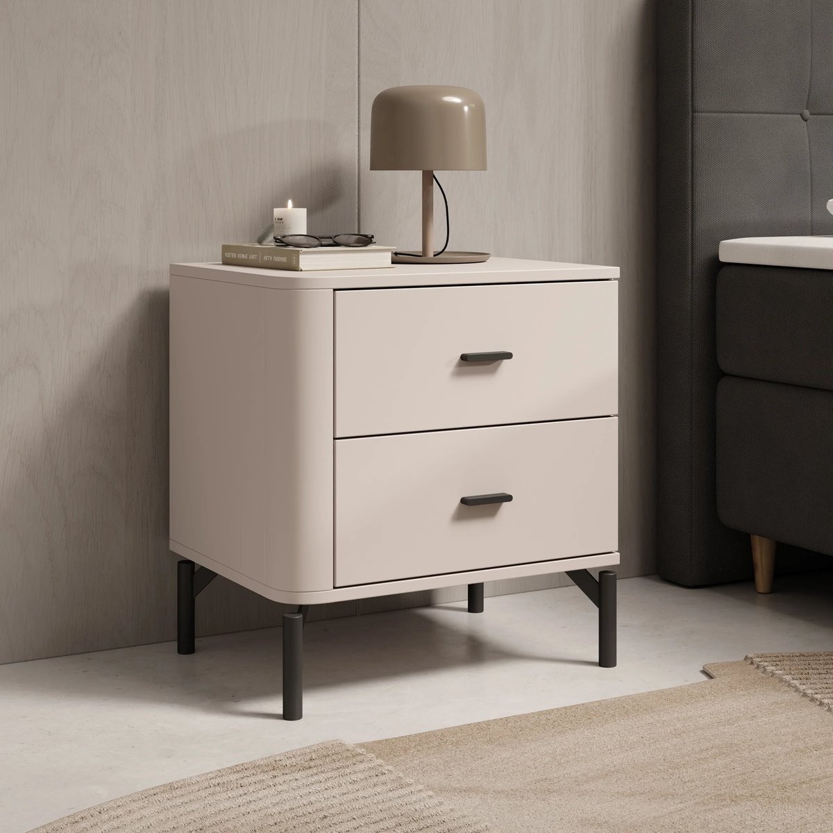 MEUBELLA Sorello - Nachtkastje - Beige - 52x40x56 cm