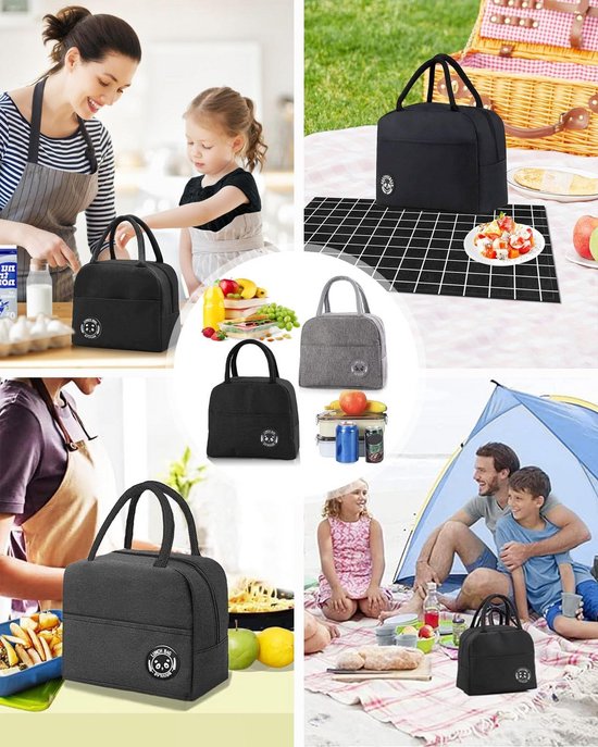 Picnic Bag - Vouwbare Geïsoleerde Tas - Thermo Tas voor Volwassenen - Studenten en Kinderen - Mini Koeltas voor Picknick - Set van 2 van Adoture — afbeelding 3