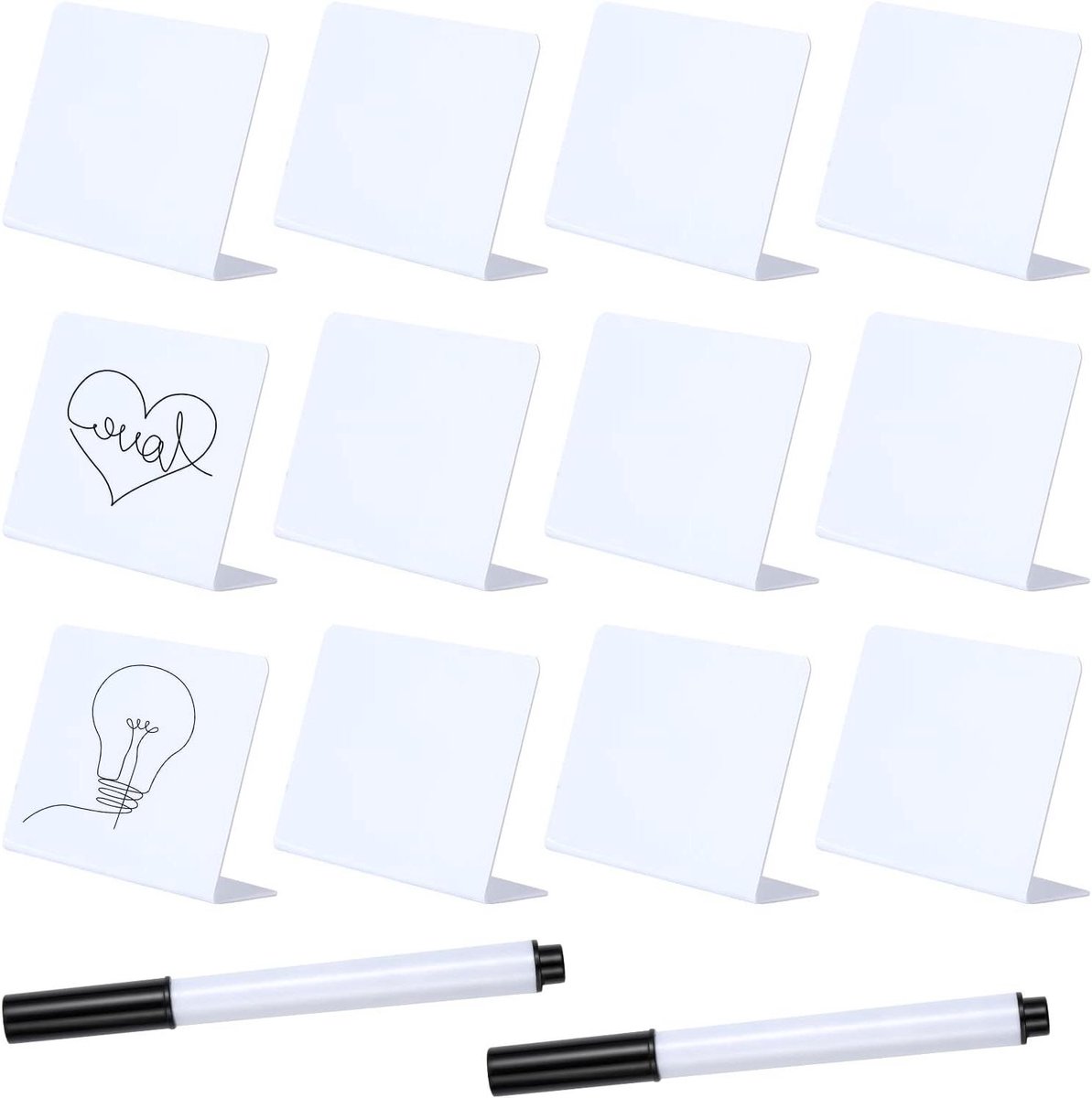 12 Stuks Mini Schoolbordborden 100x75mm met Uitwisbare Markeerstift - Feestbuffet Bruiloft Verjaardag Baby Shower