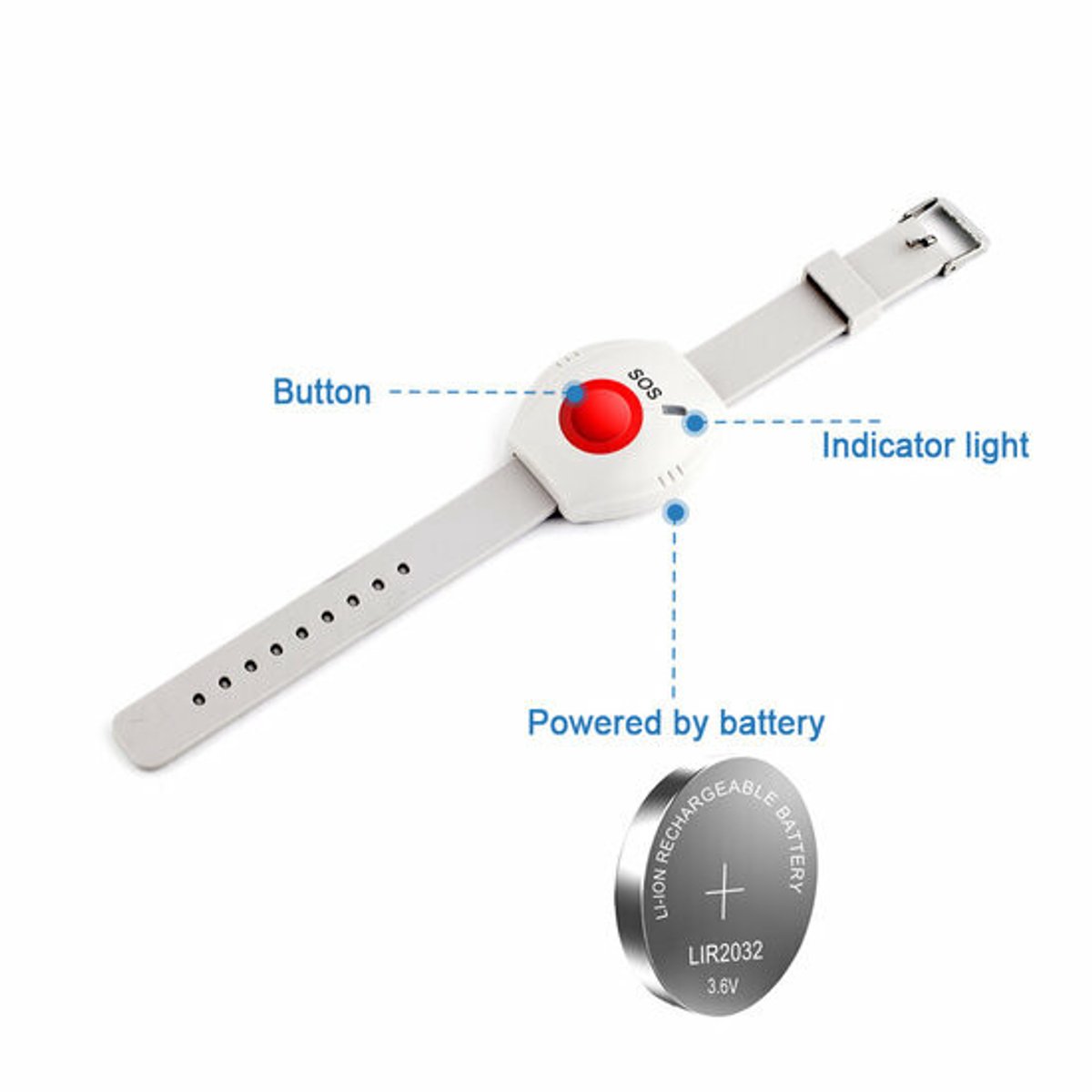 Los Wit Horloge | Uitbreiding | Wifi | Eenvoudige bediening | Binnen installatie | SOS-noodoproep | Niet standalone | Wit