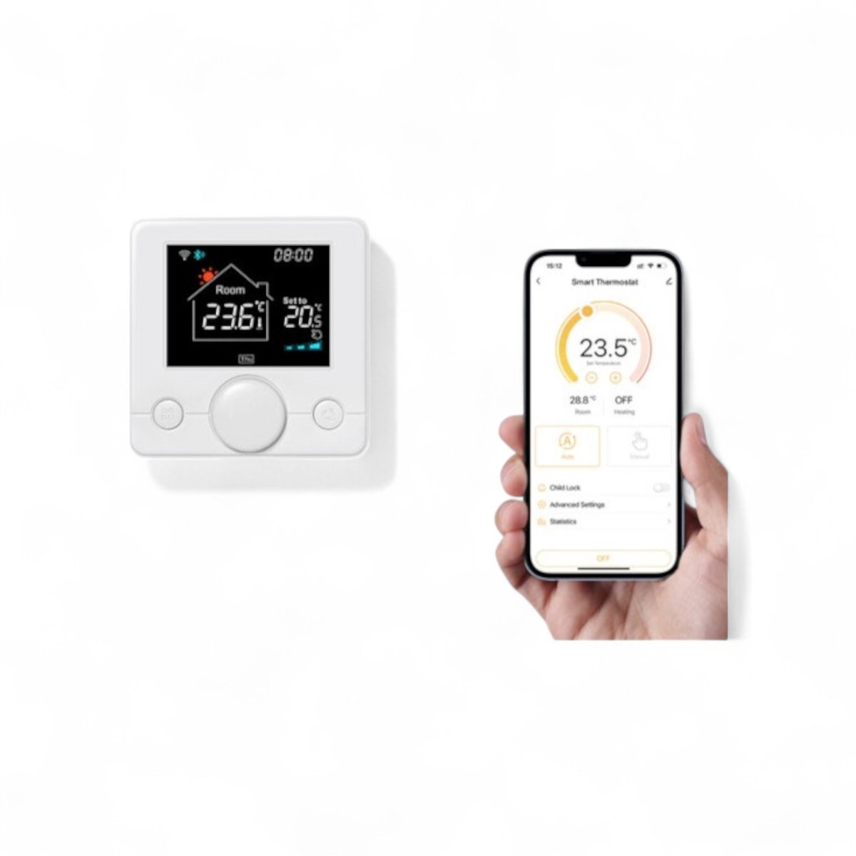 Thermostaat | CV installatie | Wifi | Draaiknop bediening | Opbouwmontage | Tuya Smart Life | Spraakbediening | Zwart wit thumbnail 4