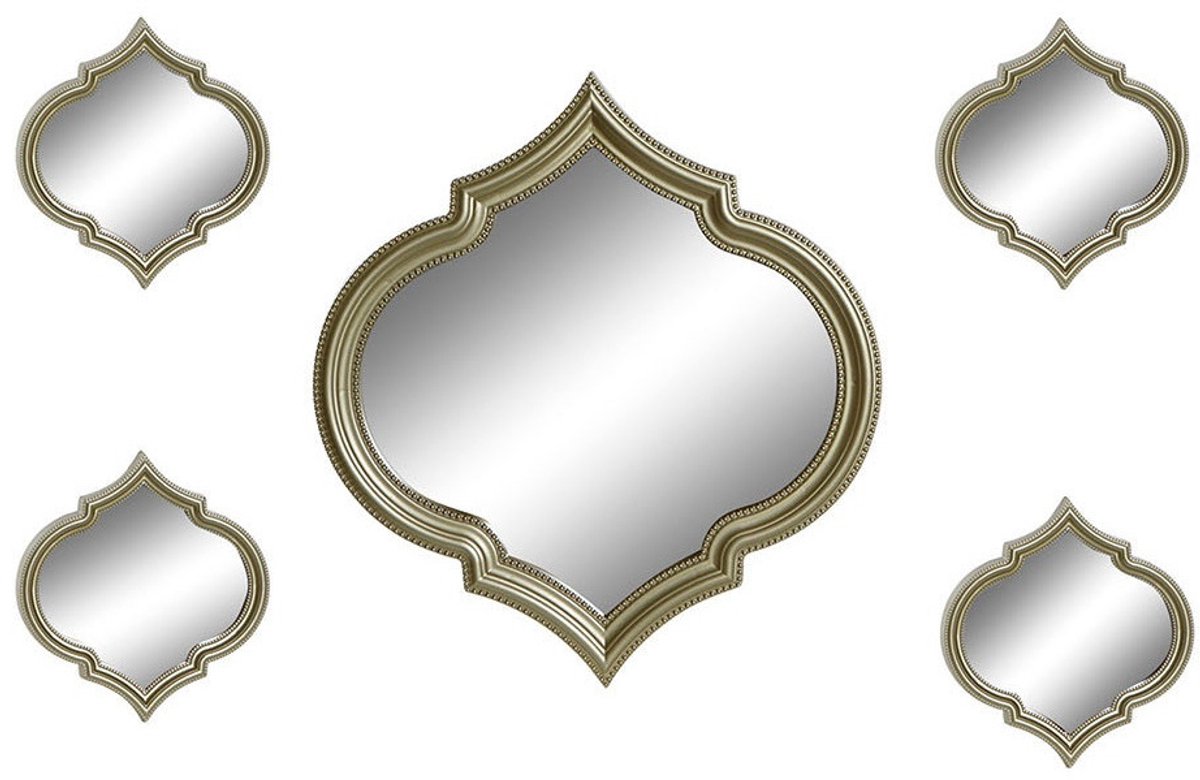 Atmosphera Wandspiegel set Marrakech - 5x stuks - ca 50 cm - champagne - kunststof - Oosterse stijl
