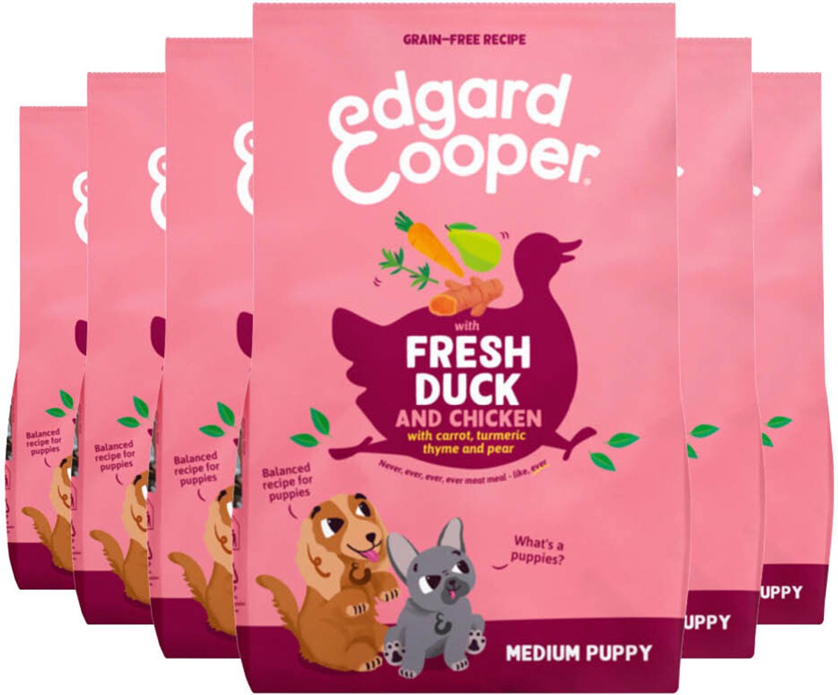 Edgard & Cooper Edgard & Cooper Hondenvoer Droog Puppy Eend & Kip Medium - 6 x 1 kg - Voordeelverpakking