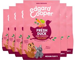6x Edgard & Cooper Hondenvoer Droog Puppy Eend & Kip Medium 1 kg