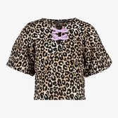 TwoDay meisjes top met panterprint en strikjes - Beige - Maat 134/140