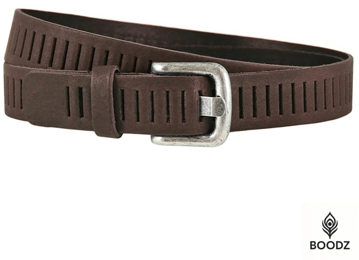 Boodz Leren Gleufjes Riem 3 cm Bruin | Maat 95