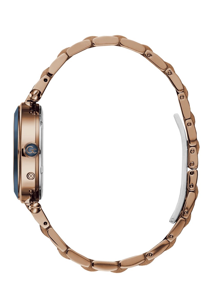 Gc Gc Ladychic Quartz Analoog Horloge Blauw En Roségoud Case: 100% Stainless Steel| Bracelet: 100% Ceramic 25 mm Y06009L7MF, Y07010L7