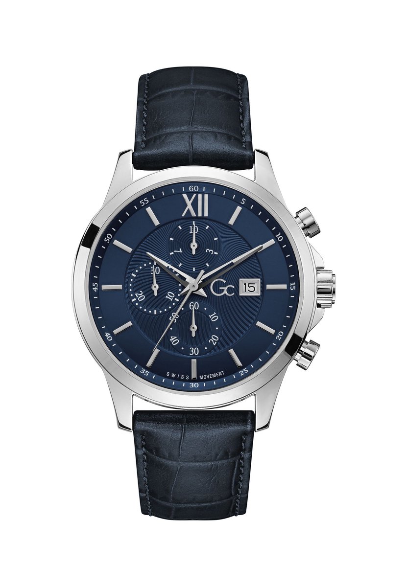 Gc Gcc Gc Executive Quartz Chronograaf Horloge Blauw Kast: 100% Roestvrij Staal | Armband: 100% Leer 44 mm Y27015G7MF