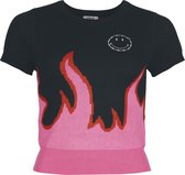 Hell Bunny Dylan Top Dames T-shirt - zwart/roze - XS