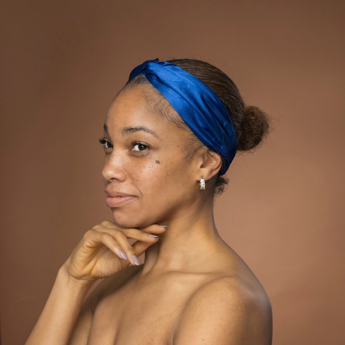 Blauw Satijnen Haarband met Twist - Hoofdband voor Volwassenen - Groot - AfricanFabs®