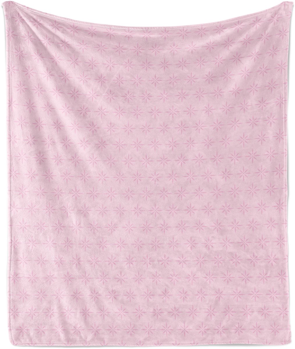 ABAKUHAUS Geometrische Zachte Flanellen Fleece Deken, Vintage Bloemenprint, Gezellige Pluche Plaid, 175 x 230 cm, Lichtroze