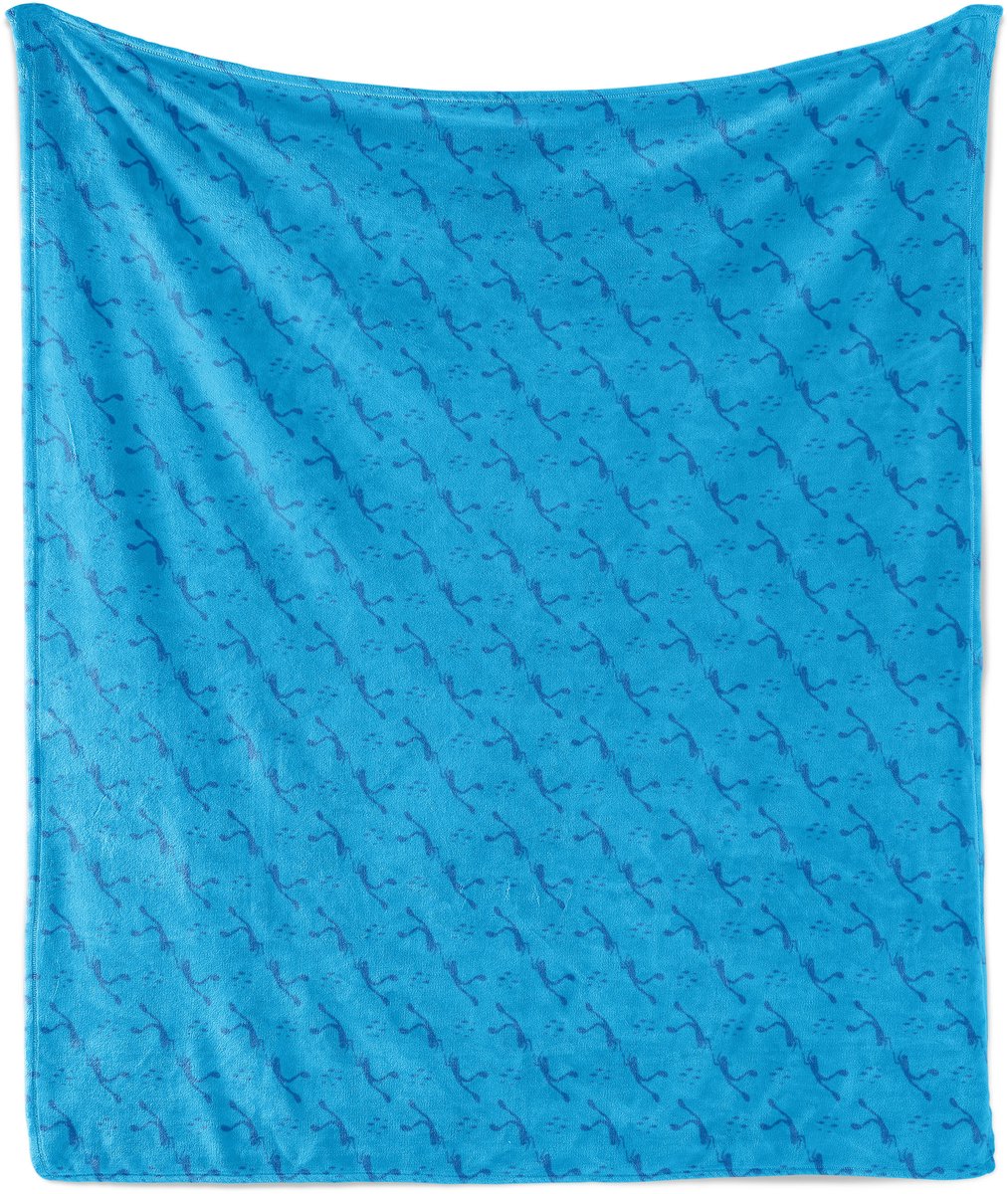 ABAKUHAUS Deep Sea Zachte Flanellen Fleece Deken, Duiker- en Vissilhouetten, Gezellige Pluche Plaid, 175 x 230 cm, Hemelsblauw Zeeblauw