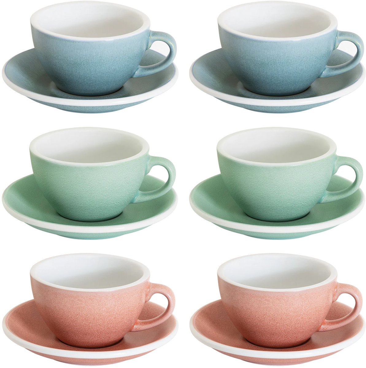 Loveramics Egg Cappuccino Coffee Color Mix - 6 kop & schotels (3 kleuren, Mineral colors)