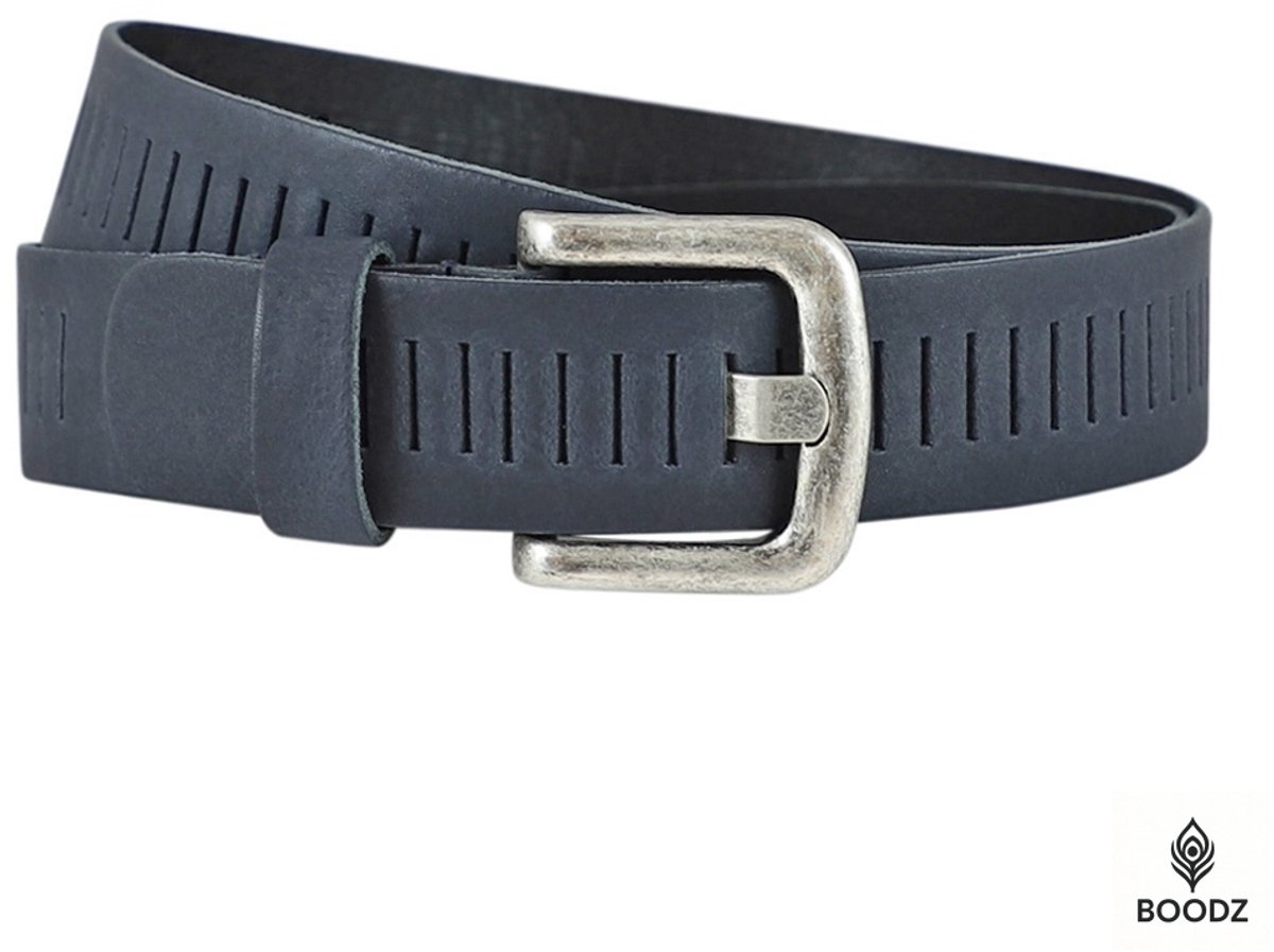 Boodz Leren Gleufjes Riem 4 cm Blauw | Maat 125