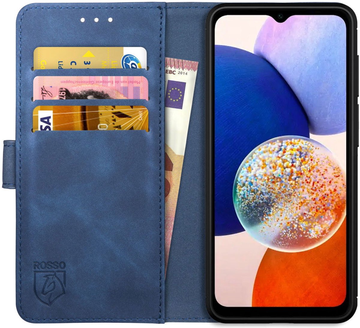 Rosso Element Hoesje Geschikt voor Samsung Galaxy A14 Book Cover Wallet Blauw