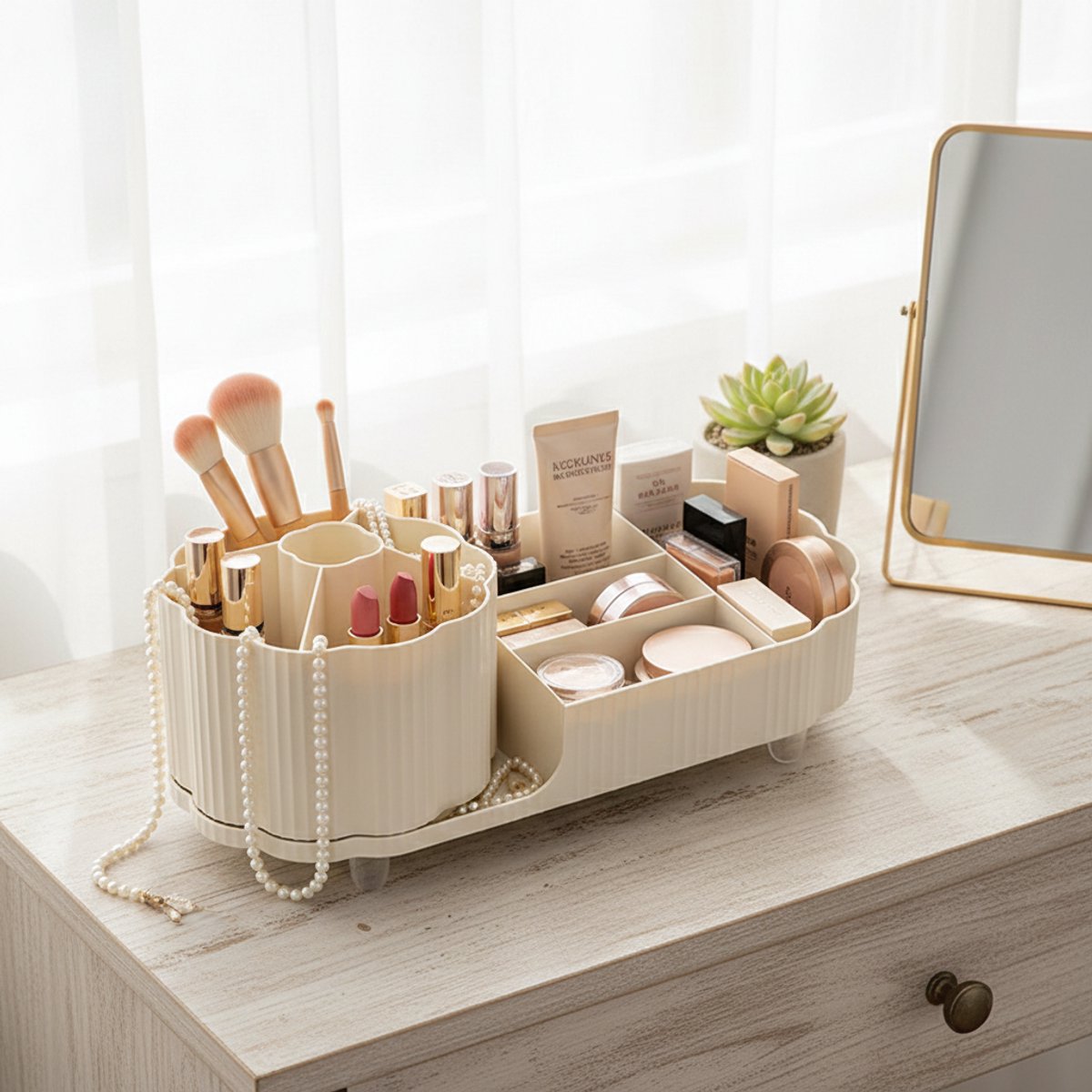 CHIWIN Make-up Organizer Draaibaar 360° – Cosmetica Organizer Met Vakken – Beauty Organizer Voor Make-up En Accessoires – Multifunctionele Opbergbox