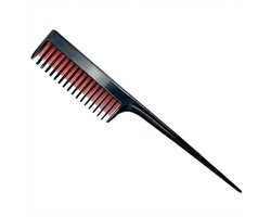Zwart rood tail comb – kunststof puntkam met fijne tanden – professionele styling kam met lange steel – geschikt voor dames en heren – ideaal voor secties en precisiewerk