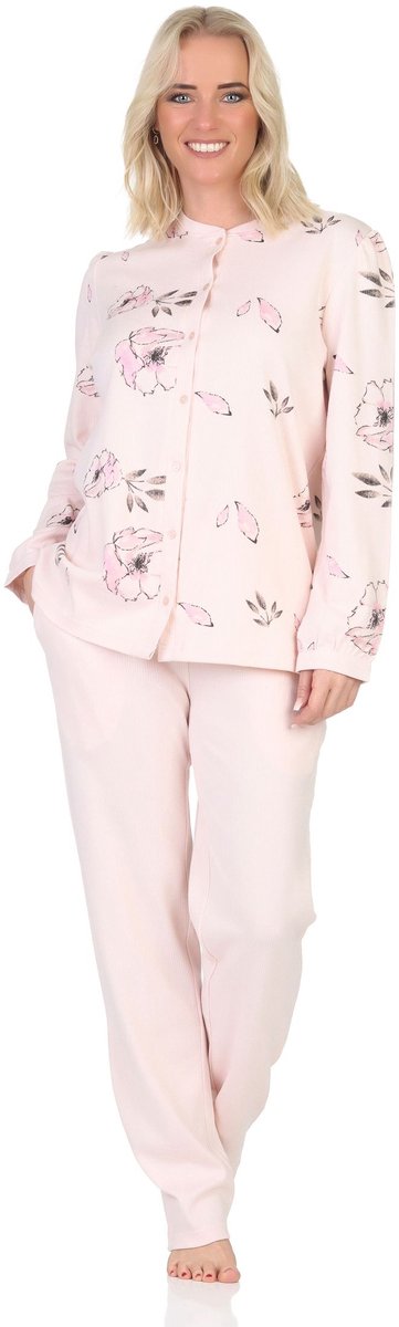 Normann damespyjama met doorknoopsluiting in een geraffineerde look - ook in grote maten rosa