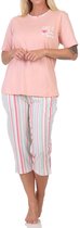 Normann dames capri pyjama met korte mouwen in elegante strepenlook – ook in grote maten