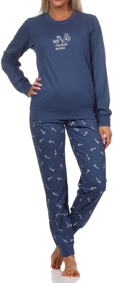 Normann dames kerstpyjama met lange mouwen en manchetten