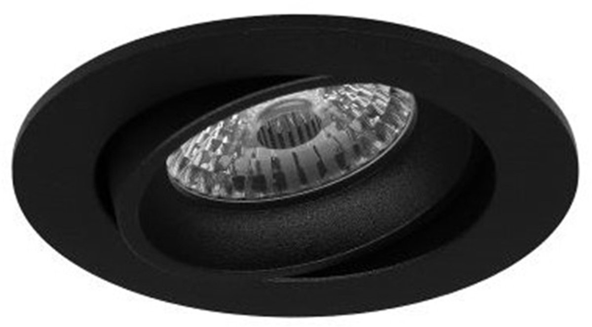 Ondiepe LED spot Zarek rond zwart - 2700K - dimbaar - zaagmaat 70-75mm
