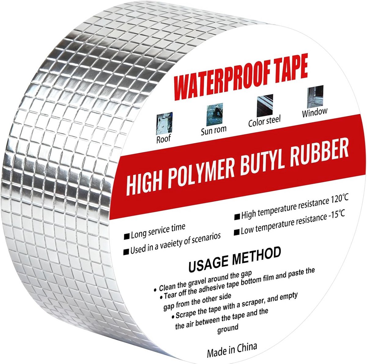 Waterdichte Aluminium Afdichtingsband - 10m x 50mm - Voor Dakreparatie en Knipperwerk