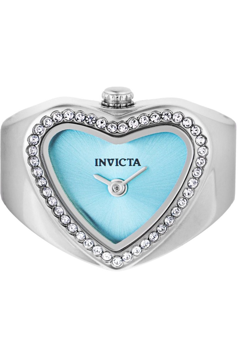 Invicta Mini Ring Watch 49573 Dames Horloge - Waterdicht - Analoog - Quartz Uurwerk - Roestvrij Staal met Blauwe Wijzerplaat - 18mm
