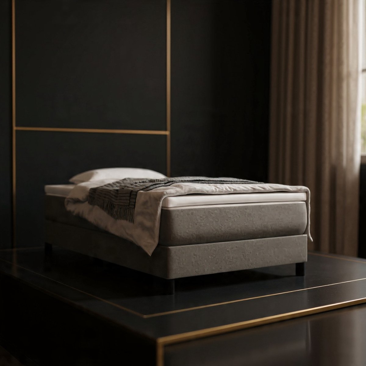 Luxueus Stoffen Bedframe 90x200 cm – Lichtgrijs – Modern Slaapkamer Bed | House&Garden