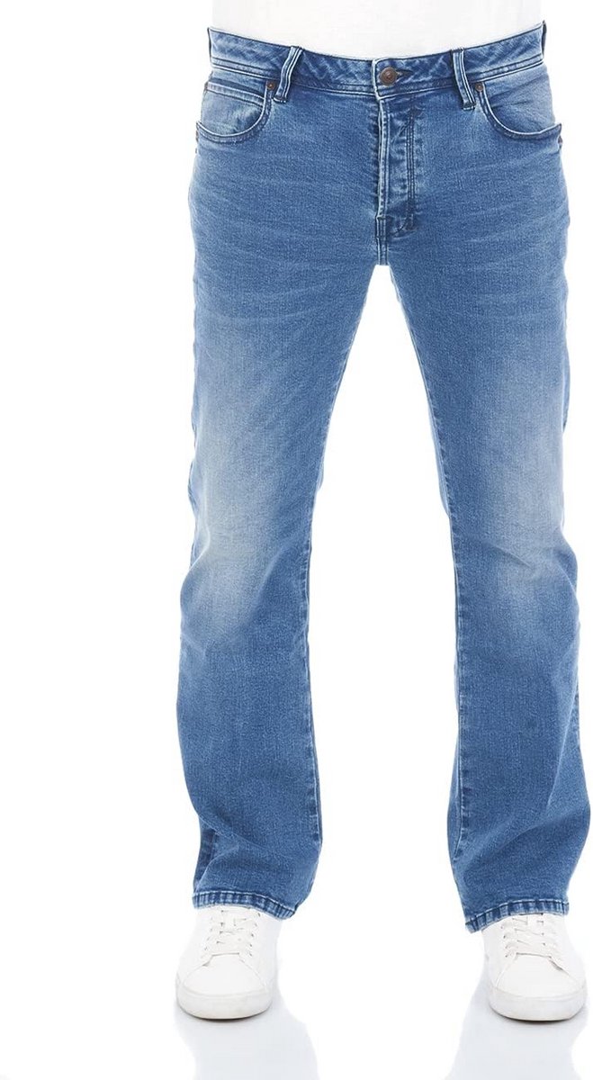Heren Jeans Bootcut Korte Taille Stretch Katoen Denim Blauw