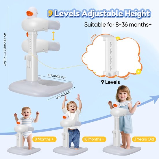 Solayne Douche asseccoires - Verstelbare baby douche standaard - Baby 8-36 maanden - Anti slip - Hands-Free met eendenspeelgoed van Merkloos — afbeelding 3
