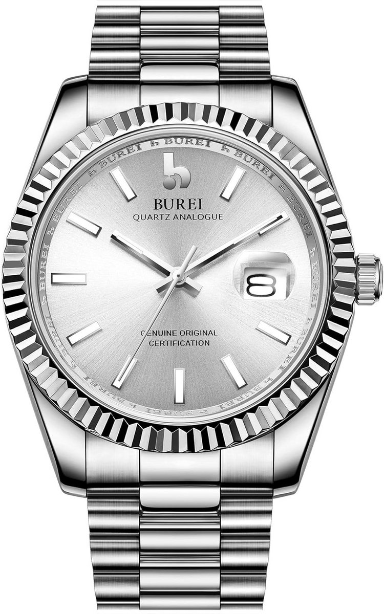 Herhorloge Analoog Groen Wijzerplaat Datum Saffierglas Roestvrijstalen Band