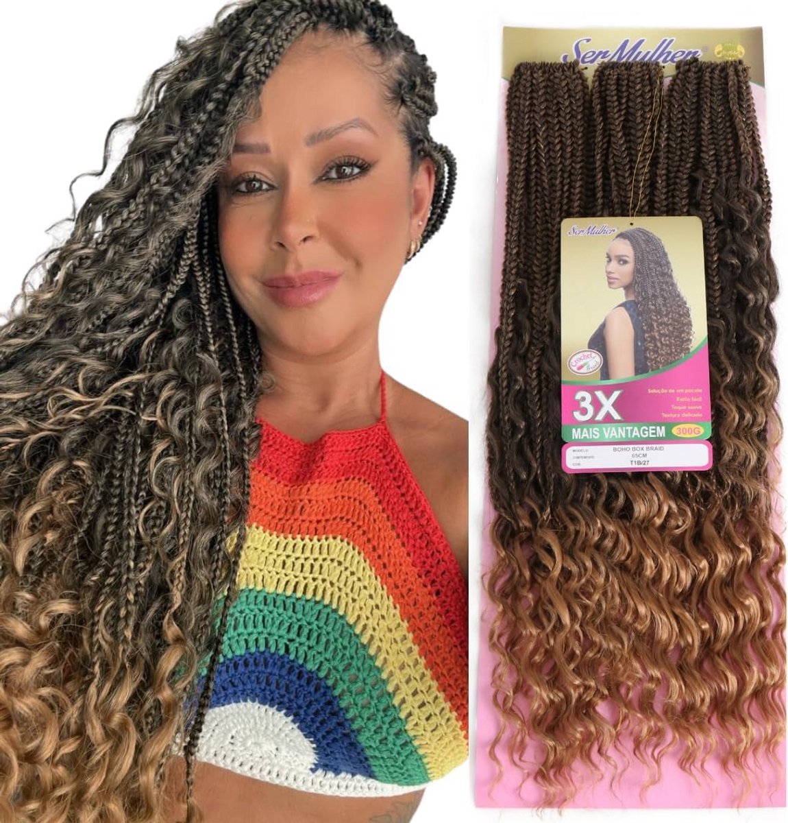 Boho Box Braids Kant-en-klare Haarextensie voor Crochet Vlechten - 65 cm