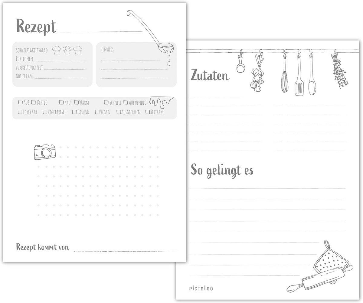 Receptenkaarten A5 om Zelf te Schrijven voor Receptenmap of Box
