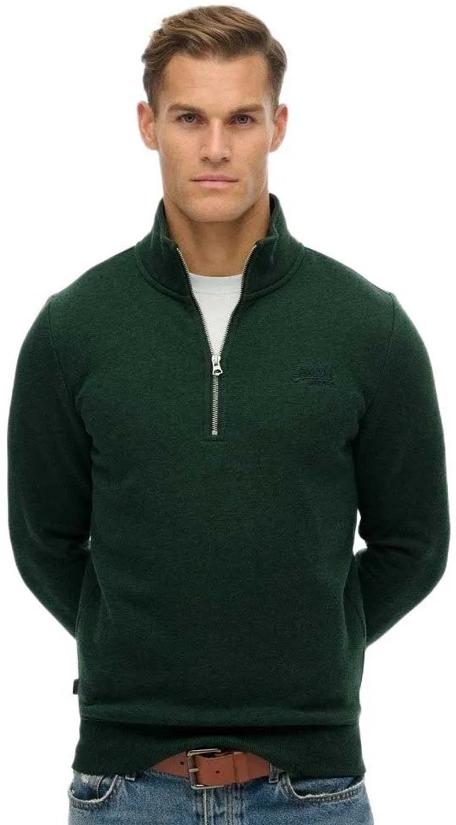 Superdry Vintage Logo Embroidered Henley Sweatshirt Met Halve Rits M Man Groen