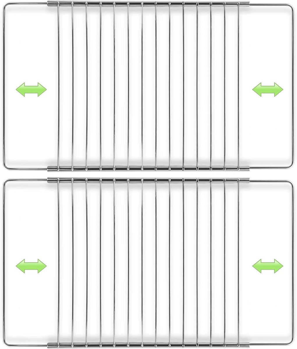 Verstelbare Ovenrooster Set 2 Stuks - Uitschuifbaar van 37 tot 65 cm Breedte 52 cm