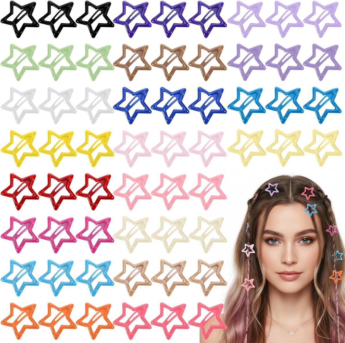 60 Stuks Sprankelende Ster Haarclips Met Antislip voor Meisjes en Vrouwen